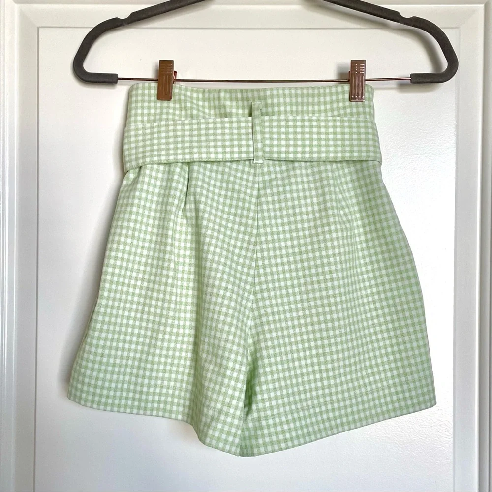 Aritzia Wilfred Pastel Green Gingham Shorts Size 0 - Picture 4 of 5
